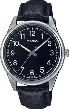 Casio Mens Black Leather Watch with Black Dial - MTP-V005L-1B4UDF