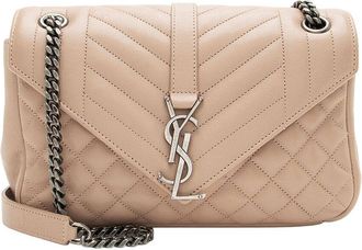 Saint Laurent Beige Leather Monogram Soft Medium Shoulder Bag (Authentic Pre- Loved)