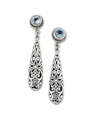 Samuel B. Silver 1.00 Ct. Tw. Blue Topaz Filigree Earrings