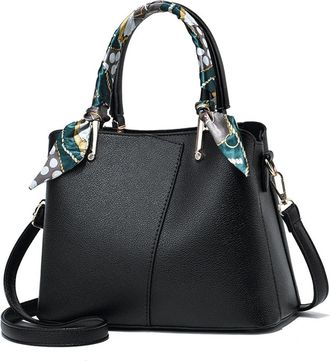 Generic Vegan Leather Satchel Handbag for Women Top Handle Crossbody Bag Fashion Shoulder Bag Tote Large Ladies Purses (Black)