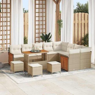 vidaXL Conjunto De Sof&aacute; De Jard&iacute;n Con Coj&iacute;n 13 Pcs Beige Y Crema Vidaxl