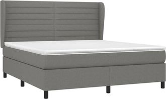 vidaXL Vidaxl - Cama Box Spring Con Colch&oacute;n Tela Gris Oscuro 180x200 Cm