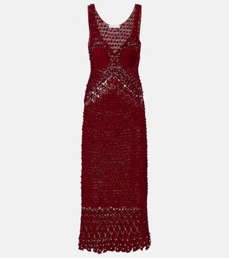 Paco Rabanne Abito midi in cotone crochet