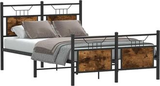 vidaXL Estructura de cama sin colchón madera roble ahumado 120x190 cm Vidaxl