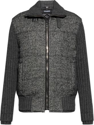 Dolce & Gabbana Gebreid Jasje met Pied-de-Poulepatroon - Heren - Vesten - Grijs - XL - Wol - Truien & Vesten