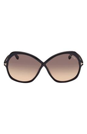 Tom Ford Rosemin 64mm Gradient Oversize Butterfly Sunglasses in Sblk/smkg at Nordstrom Rack