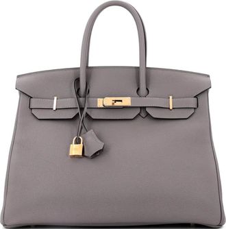 Herm&egrave;s Borsa tote Birkin 35 in pelle Togo con dettagli in palladio - Grigio