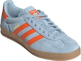 adidas Gazelle Indoor Sneaker in Wonder Blue/Orange/White at Nordstrom, Size 11.5