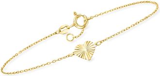 Canaria Canaria Italian 10kt Yellow Gold Diamond-Cut Heart Bracelet