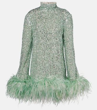 Taller Marmo Gina sequined feather-trimmed minidress