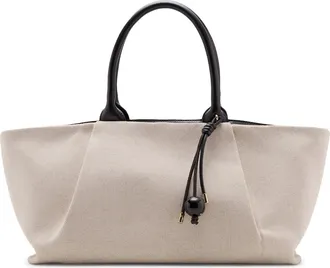 Mango Canvas Tote Bag in Black And White at Nordstrom