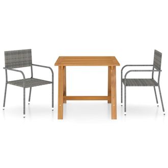 vidaXL Juego De Comedor Para Jard&iacute;n 3 Piezas Gris Vidaxl