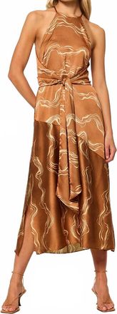 Misa Lisa Halter Neck Midi Dress In Linear Wave