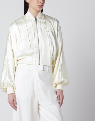 Sportmax Ivory pleated satin bomber jacket