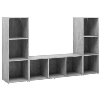 Berkfield Home TV Cabinets 3 pcs Concrete Grey 107x35x37 cm Engineered Wood | Size: 107 x 35 x 37 cm