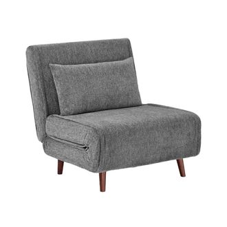 Sweeek Sill&oacute;n cama convertible de chenilla con patas de madera, gris