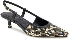 Kenneth Cole Martha Snakeskin Embossed Slingback Pump in Natural/Black Raffia at Nordstrom Rack, Size 8.5
