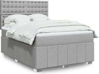 vidaXL Vidaxl - Cama Box Spring Con Colch&oacute;n Tela Gris Claro 160x200 Cm