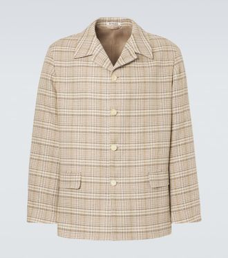 Auralee Checked silk and linen tweed jacket