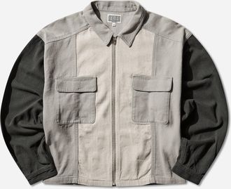 Cav Empt Men s Stripe Cut Short Shirt Jacket Grey