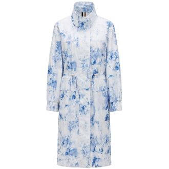 HUGO BOSS Womens Pakonda Long Relaxed Fit Anorak Coat in Open Misc - Blue - Size 8 UK