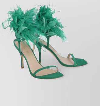 Stuart Weitzman feather detail stiletto heel sandals