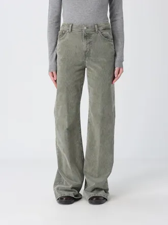 Dondup Jeans flared in velluto a coste verde a vita media