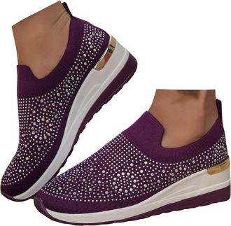 Generic Glitter Trainers for Women Ladies Trainers Wide Fit Wedge Running Sneakers Casual Fashion Non Slip Walking Shoes Lightweight Low Top Lace up Slip on O