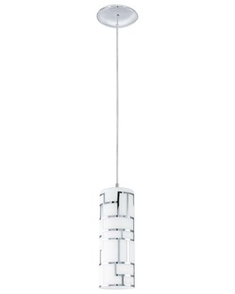 Eglo Eglo Bayman 1 Light Mini Pendant With Chrome Finish & White D&eacute;cor Glass Shade