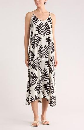 Nordstrom Rack Spaghetti Strap Cover-Up Dress in Ivory Black Bloom at Nordstrom Rack, Size X-Small