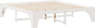 vidaXL Floor Bed Frame with Storage White Solid pine wood Vidaxl