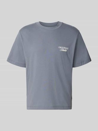 Jack & Jones Jack & Jones T-Shirt mit Statement-Print Modell NORREBRO in Rauchblau, Gr&ouml;&szlig;e XXL