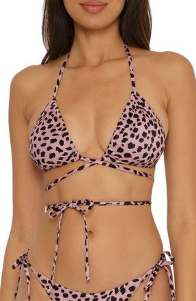 BECCA by Rebecca Virtue Print Strappy Triangle Bikini Top in Safari at Nordstrom, Size Large