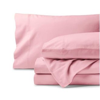 Bare Home 100% Organic Cotton Flannel Sheet Set - Full XL in Light Pink at Nordstrom