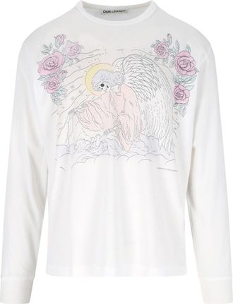 Our Legacy White Farewell Angelic Print Cotton T-Shirt