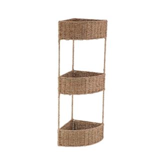 Tendance Estante Esquinero Con 3 Cestas En Material Vegetal Met&aacute;lico - Natural - Tendance