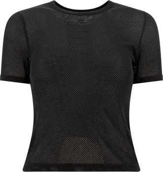 Courr&egrave;ges Zwart T-shirt Stijlvol Ontwerp - Dames - T-shirts - Zwart - XS - Katoen - Tops