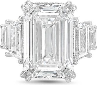 Diana M. Jewels Platinum Lab grown 15ct Emerald Cut Diamond hidden halo fashion ring