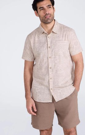 Mountain Warehouse Mens Mountain Warehouse Mens Preston Illustration Shirt - Cream - Size: Regular/36