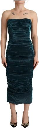 Dolce & Gabbana Midi Kleedjes - Dames - Feestkleedjes - Blauw - L - Katoen - Kleedjes