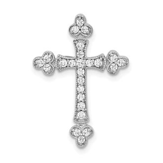 Diamond2Deal 14K White Gold Lab Grown Diamond Cross Pendant (0.26ct, VS, G-H)