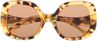 Gucci logo-plaque oversized sunglasses - women - Acetate - 55 - Yellow