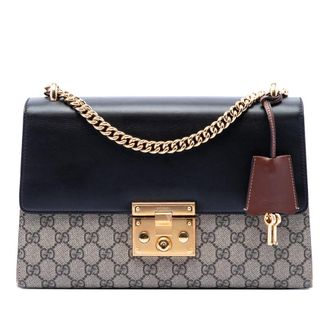 Gucci Pre-owned Gucci Medium GG Supreme Padlock Shoulder Bag Ladies MCEA16UT2YXE17J8