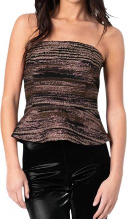 Lavender Brown Strapless Ruffle Top In Bronze