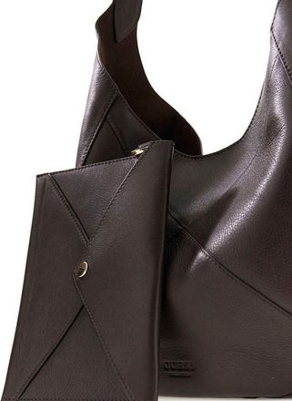 Guess Womens Hobo Bag Dark Oak Cow Leather - Handbags