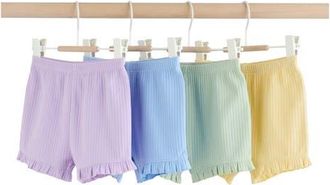 Next Kids 4-Pack Frill Ribbed Shorts in Purple Multi at Nordstrom, Size Newborn