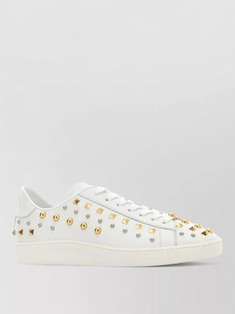 Valentino Garavani leather royco sneakers flat sole gold studs