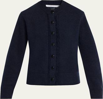 Maria McManus Cashmere and Cotton Ladder Stitch-Trim Cardigan