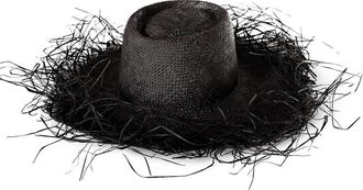 Brunna.Co The Catalina Frayed Straw Sun Hat in Black at Nordstrom
