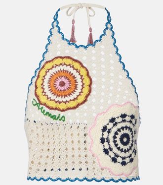 Alemais Al&eacute;mais Elma crochet embroidered cotton crop top